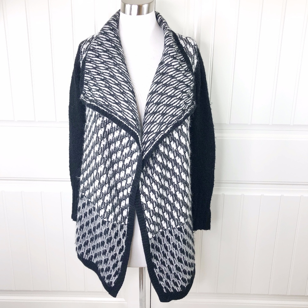 Anthropologie Ruby Moon Black White Cardigan Wool